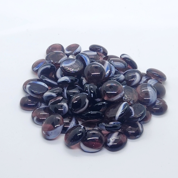 Round Transparent Flat Glass Marbles 3/4" Amethyst w/ White Swirls 11oz Bag - Picture 1 of 1